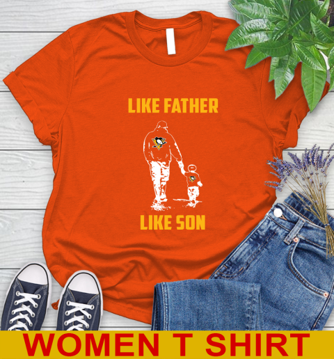 Pittsburgh Penguins NHL Hockey Like Father Like Son Sports Women's T-Shirt 3