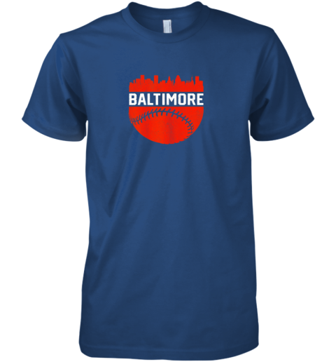 tzyl vintage downtown baltimore maryland skyline baseball premium guys tee 5 front royal