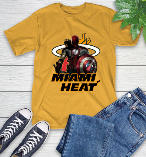 Miami Heat NBA Basketball Captain America Thor Spider Man Hawkeye Avengers T-Shirt 3