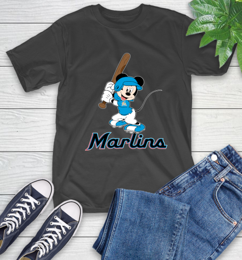 MLB Baseball Miami Marlins Cheerful Mickey Mouse Shirt T-Shirt