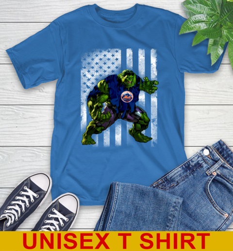 New York Mets Hulk Marvel Avengers MLB Baseball American Flag T-Shirt 11