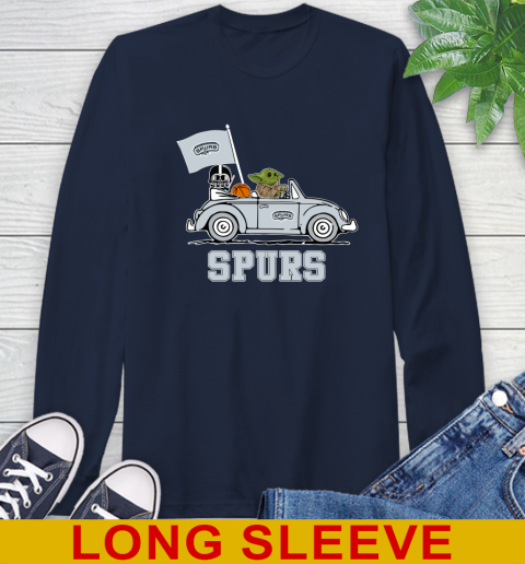 NBA Basketball San Antonio Spurs Darth Vader Baby Yoda Driving Star Wars Shirt Long Sleeve T-Shirt 4