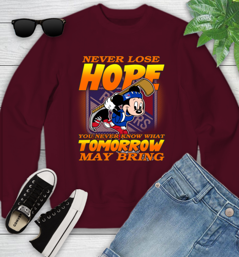 New York Rangers NHL Hockey ootball Mickey Disney Never Lose Hope Youth Sweatshirt 4