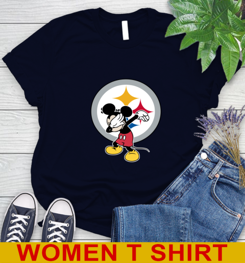 Pittsburgh Steelers NFL Football Dabbing Mickey Disney Sports Women's T-Shirt 3