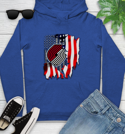 Portland Trail Blazers NBA Basketball American Flag Youth Hoodie 11