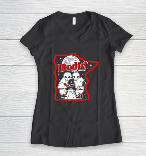 Minnesota Modist Worldwide Women's V-Neck T-Shirt 4