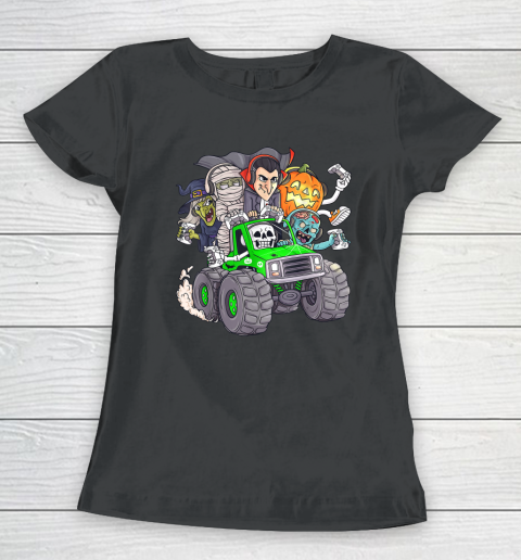 Halloween Gamer Skeleton Zombie Monster Truck Women's T-Shirt