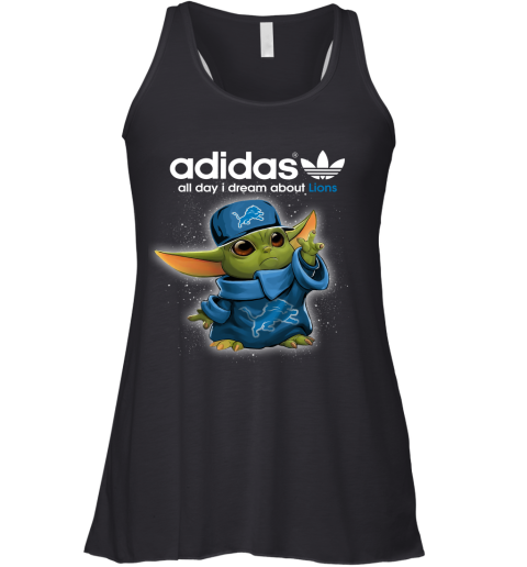 Baby Yoda Adidas All Day I Dream About Detroit Lions Racerback Tank