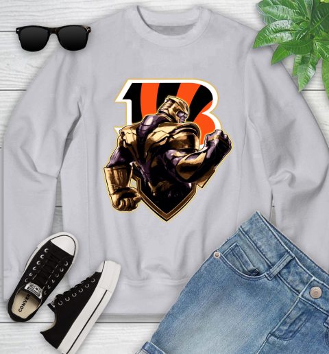 NFL Thanos Avengers Endgame Football Sports Cincinnati Bengals Youth Sweatshirt 4