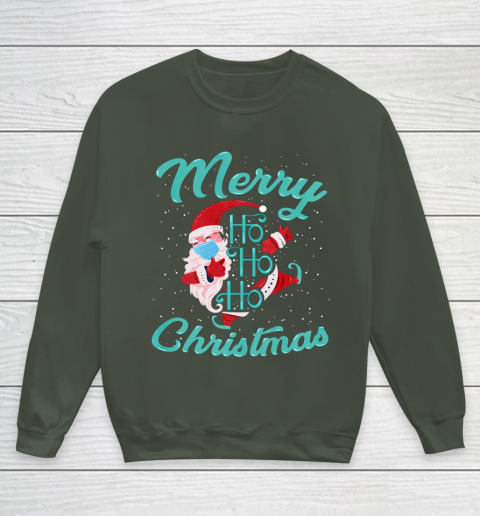 Merry Christmas Ho Ho Ho Santa Claus Wearing A Face Mask Youth Sweatshirt 8
