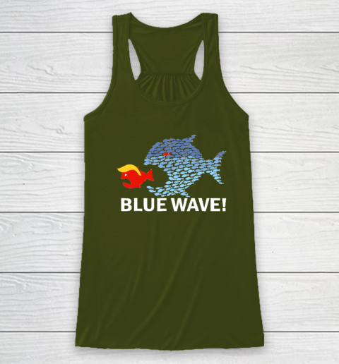 Blue Wave 2024 Funny Big Fish Eat Little Fish Trump Hair Racerback Tank 2