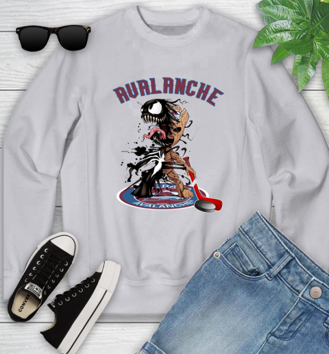 NHL Colorado Avalanche Hockey Venom Groot Guardians Of The Galaxy Youth Sweatshirt 4