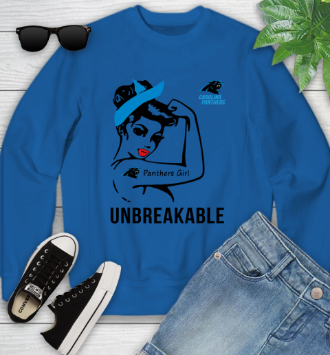 NFL Carolina Panthers Girl Unbreakable Football Sports Youth Sweatshirt 4