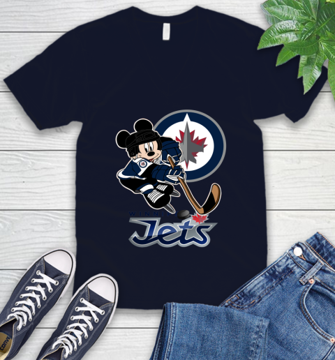 NHL Winnipeg Jets Mickey Mouse Disney Hockey T Shirt V-Neck T-Shirt 3