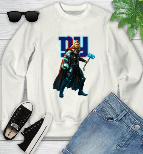 NFL Thor Avengers Endgame Football New York Giants Youth Sweatshirt