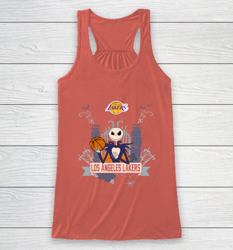 NBA Los Angeles Lakers Basketball Jack Skellington Halloween Racerback Tank 3