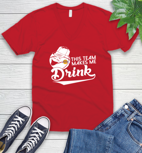 Los Angeles Lakers NBA Basketball This Team Makes Me Drink Adoring Fan V-Neck T-Shirt 7 Los Angeles Lakers NBA Basketball This Team Makes Me Drink Adoring Fan V-Neck T-Shirt - Image 7