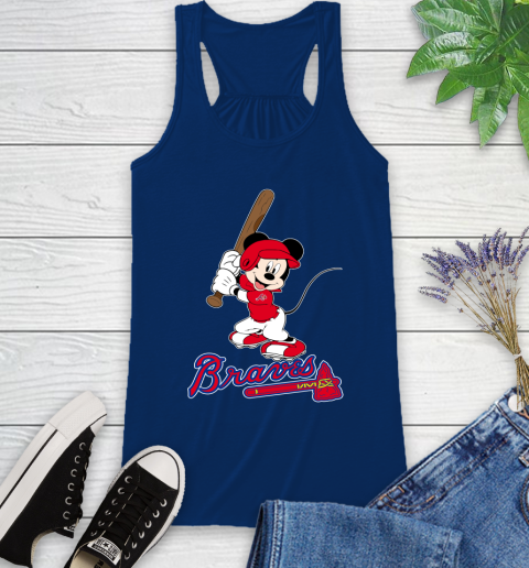 MLB Baseball Atlanta Braves Cheerful Mickey Mouse Shirt Racerback Tank 8