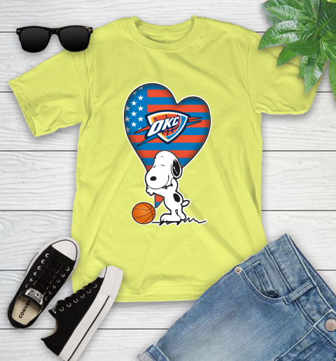 Oklahoma City Thunder NBA Basketball The Peanuts Movie Adorable Snoopy Youth T-Shirt 8