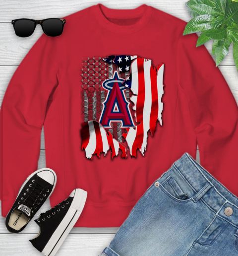 Los Angeles Angels MLB Baseball American Flag Youth Sweatshirt 8