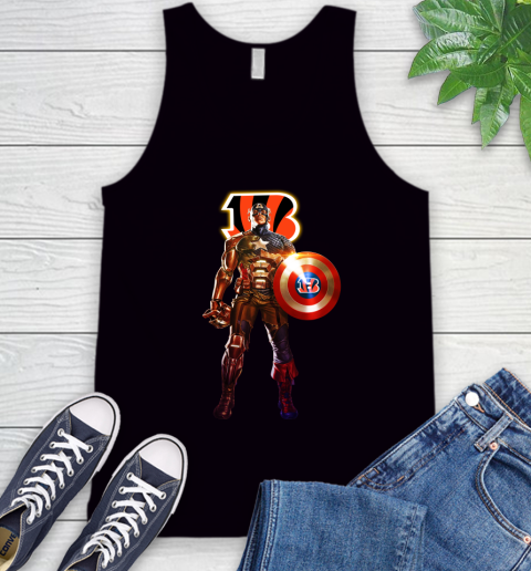 NFL Captain America Marvel Avengers Endgame Football Sports Cincinnati Bengals Tank Top 2