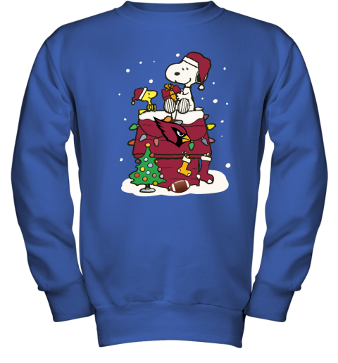 s1y9 a happy christmas with arizona cardinals snoopy youth sweatshirt 47 front royal
