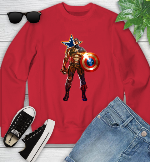 NFL Captain America Marvel Avengers Endgame Football Sports Dallas Cowboys Youth Sweatshirt 9