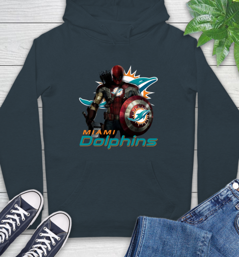 NFL Captain America Thor Spider Man Hawkeye Avengers Endgame Football Miami Dolphins Hoodie 7
