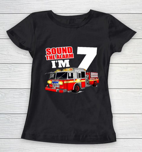 Kids Fire Truck 7th Birthday T Shirt Boy Firefighter 7 Years Old Women's T-Shirt