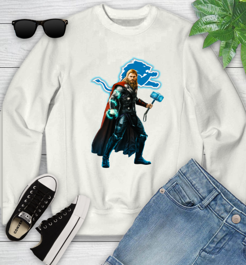 NFL Thor Avengers Endgame Football Detroit Lions Youth Sweatshirt
