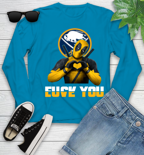 NHL Buffalo Sabres Deadpool Love You Fuck You Hockey Sports Youth Long Sleeve 8