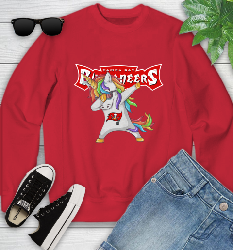 Tampa Bay Buccaneers NFL Football Funny Unicorn Dabbing Sports Youth Sweatshirt 9
