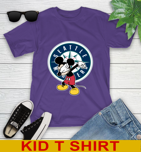 Seattle Mariners MLB Baseball Dabbing Mickey Disney Sports Youth T-Shirt 4