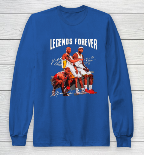 Kobe Bryant Lebron James And Michael Jordan Legends Forever Signatures Long Sleeve T-Shirt 6