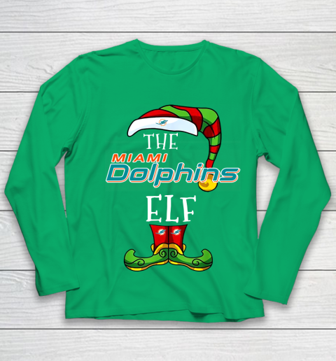 Miami Dolphins Christmas ELF Funny NFL Youth Long Sleeve 4
