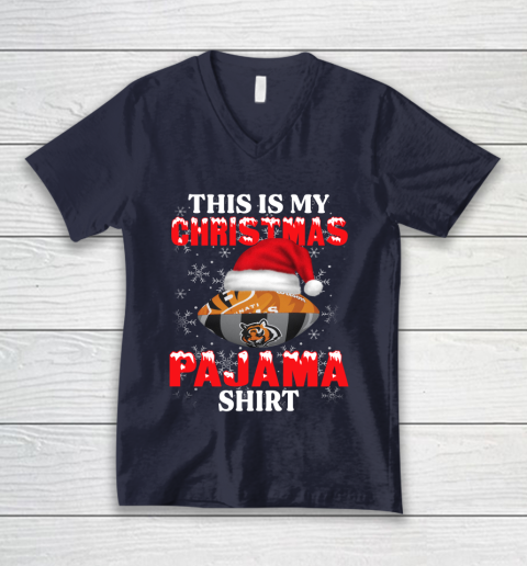 Cincinnati Bengals This Is My Christmas Pajama Shirt NFL V-Neck T-Shirt 2