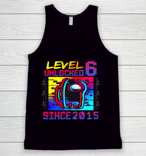 Disstressed Level 6 Unlocked Among With Us 6th Birthday Tank Top