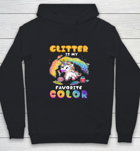 Cute Funny Glitter Is My Favorite Color Unicorn Rainbow Youth Hoodie
