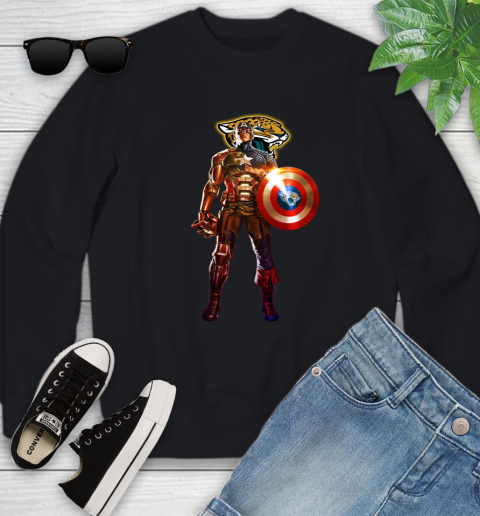 NFL Captain America Marvel Avengers Endgame Football Sports Jacksonville Jaguars Youth Sweatshirt 2