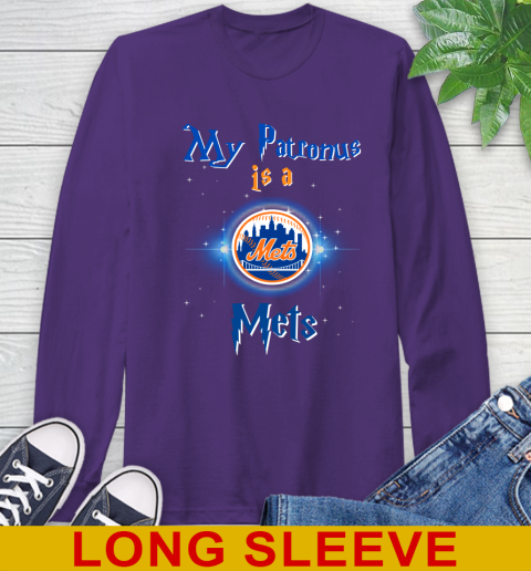 MLB Baseball Harry Potter My Patronus Is A New York Mets Long Sleeve T-Shirt 5