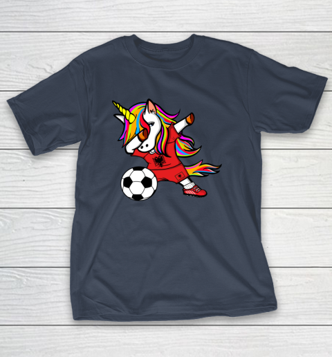 Dabbing Unicorn Albania Football Albanian Flag Soccer T-Shirt 4