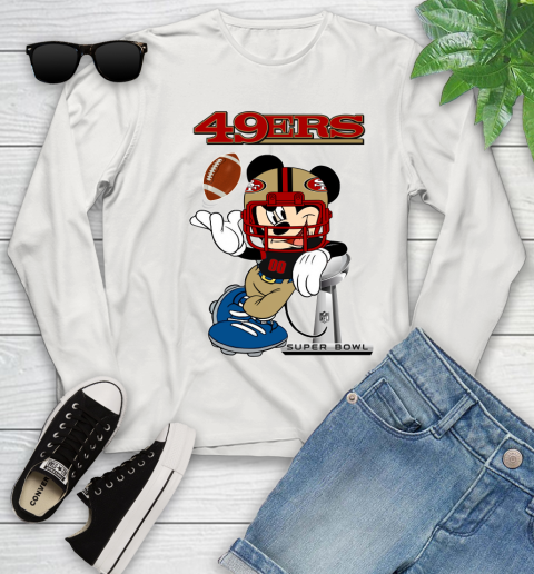 NFL San Francisco 49ers Mickey Mouse Disney Super Bowl Football T Shirt Youth Long Sleeve 12