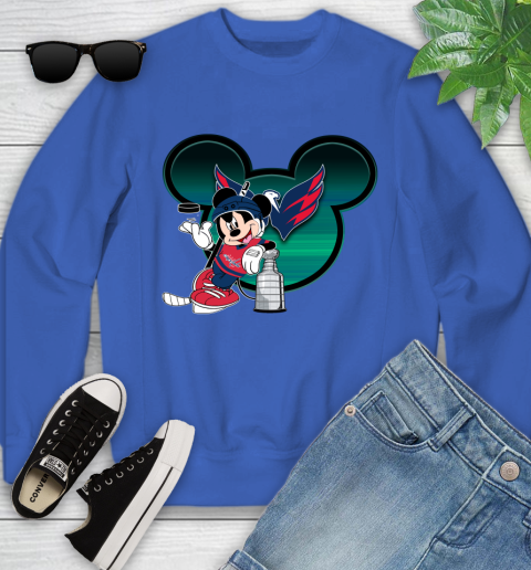 NHL Washington Capitals Stanley Cup Mickey Mouse Disney Hockey T Shirt Youth Sweatshirt 8