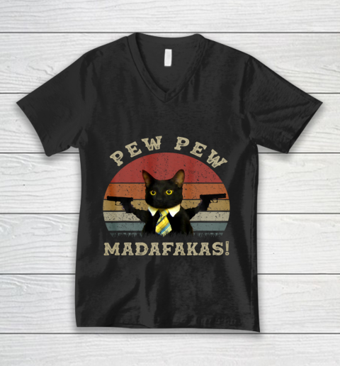 Cat Vintage Pew Pew PewPew Madafakas Cat Crazy Pew Vintage V-Neck T-Shirt