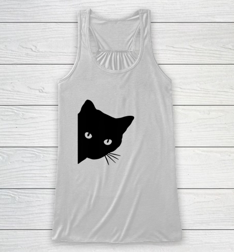 Black Cat Face Watching Funny Cat Halloween Gifts Cat Lovers T Shirt.QZSPTYUYC4 Racerback Tank