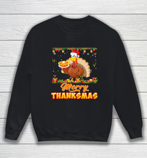 Merry Thanksmas Turkey Santa Elf Thanksgiving Christmas Ugly Sweatshirt