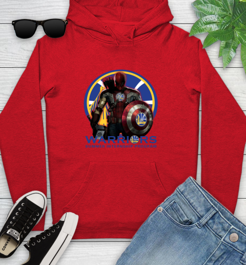 Golden State Warriors NBA Basketball Captain America Thor Spider Man Hawkeye Avengers Youth Hoodie 11