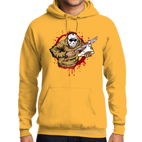 Air Jordan 13 DMP Matching Sneaker Tshirt Jason Voorhees White and Metilic Gold Jordan Shirt