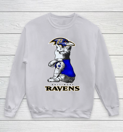 NFL Football My Cat Loves Baltimore Ravens Youth Sweatshirt 3