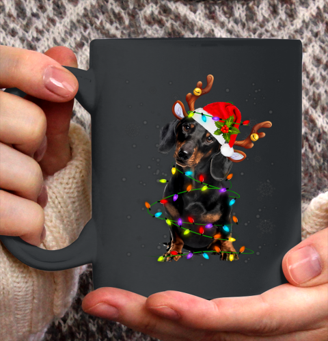 Christmas Cute Daschund With Christmas Lights Ceramic Mug 11oz